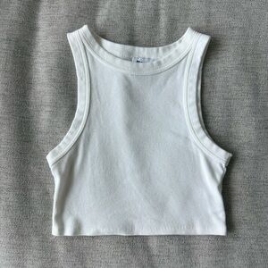 Princess Polly White Racerback Cropped Tank Top